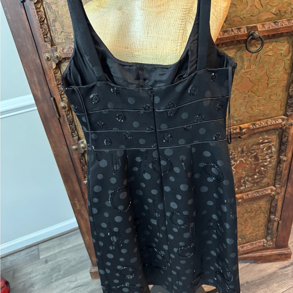 Badgley Mischka Elegant Black Polka Dot Dress 2 - Picture 2 of 12